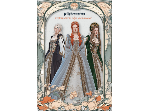Mix [jellybeansims] Westernlands Lady Gown Recolor - The Sims 4 Custom Content