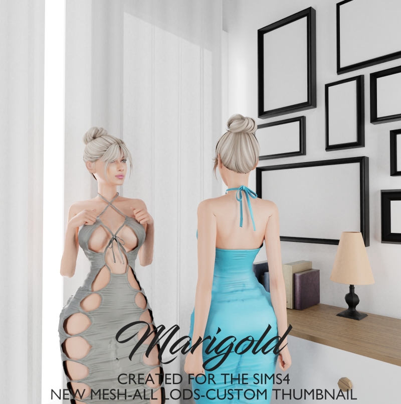 Alpha MARIGOLD TS4_AMY DRESS by marigoldsims - The Sims 4 Custom Content