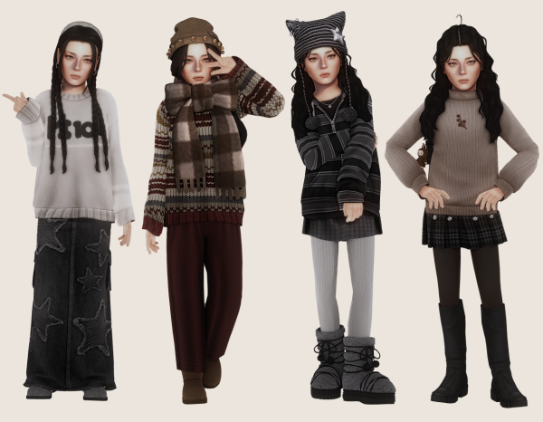 Mix DELANEYS COLD WEATHER OUTFITS by simsfinds - The Sims 4 Custom Content