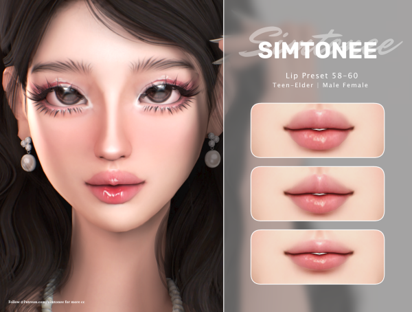 Mix Simtonee Lip Preset 58 60 by simsfinds - The Sims 4 Custom Content