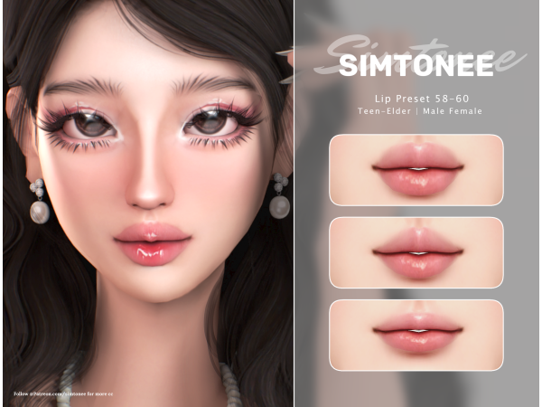 Mix Simtonee Lip Preset 58 60 - The Sims 4 Custom Content