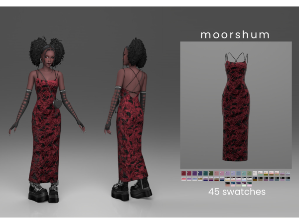 Maxis Match open back long dress by moorshum - The Sims 4 Custom Content