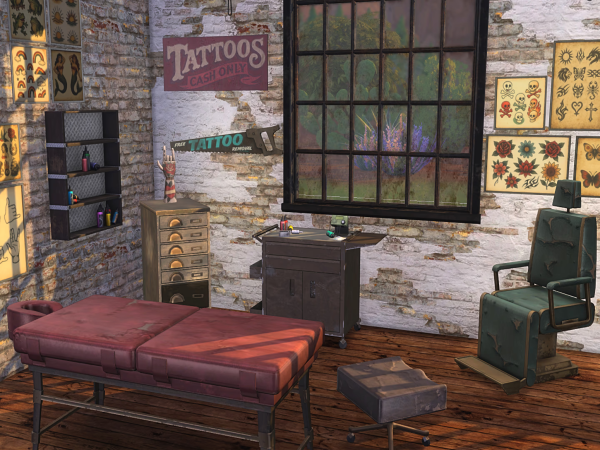 Alpha Tattoo Shop Set - The Sims 4 Custom Content