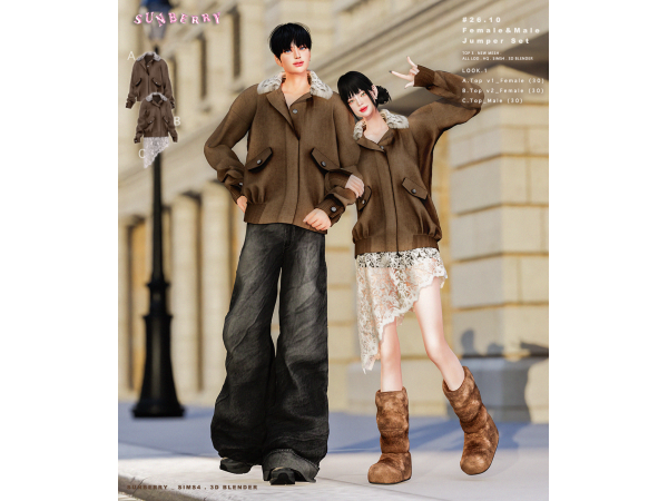 Alpha [SUNBERRY] 2610_FemaleMale Jumper Set - The Sims 4 Custom Content