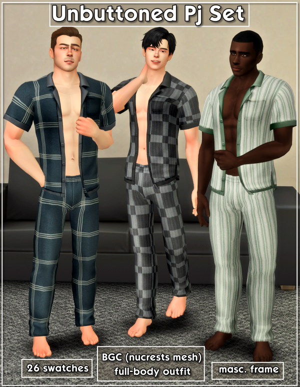 Maxis Match Unbuttoned Pjs Set by simsfinds - The Sims 4 Custom Content