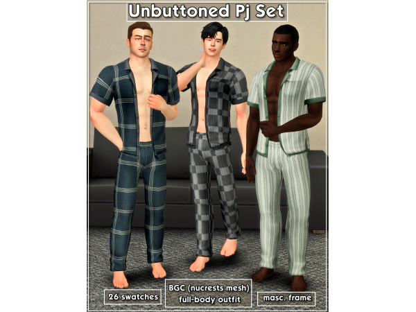 Maxis Match Unbuttoned Pjs Set by creamlattedream - The Sims 4 Custom Content