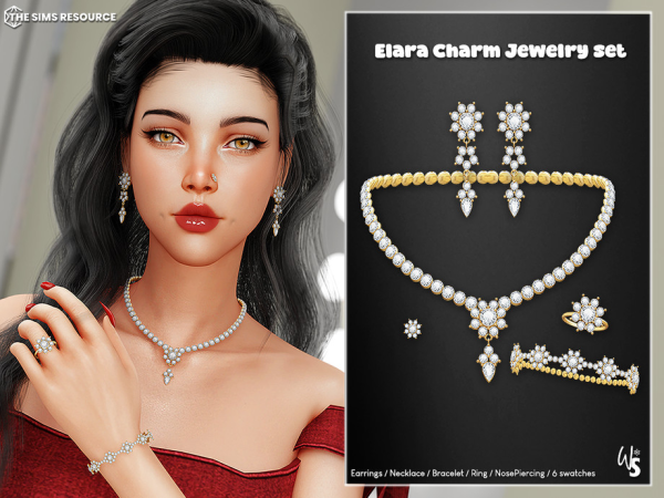 Alpha Elara Charm Jewelry Set by WisteriaSims - The Sims 4 Custom Content