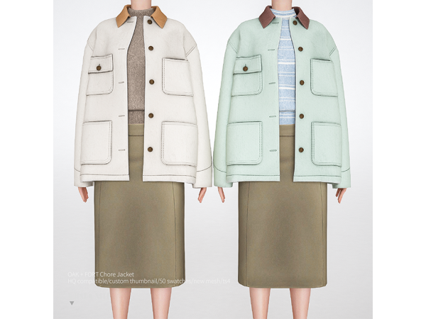 Alpha OAK FORT Chore Jacket by charonlee - The Sims 4 Custom Content