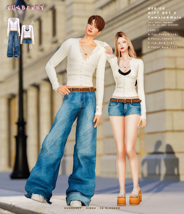 Alpha [SUNBERRY]2608_Gift Set 1_ Female Male by simsfinds - The Sims 4 Custom Content