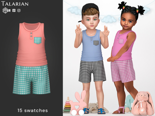 Alpha Callie Tank Top and Shorts Set by talarian - The Sims 4 Custom Content