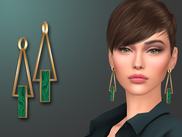 Alpha Malachite earrings - The Sims 4 Custom Content