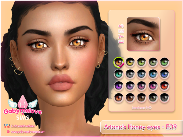 Mix Ariana's Honey eyes E09 contact lenses by gabymelovesims - The Sims 4 Custom Content