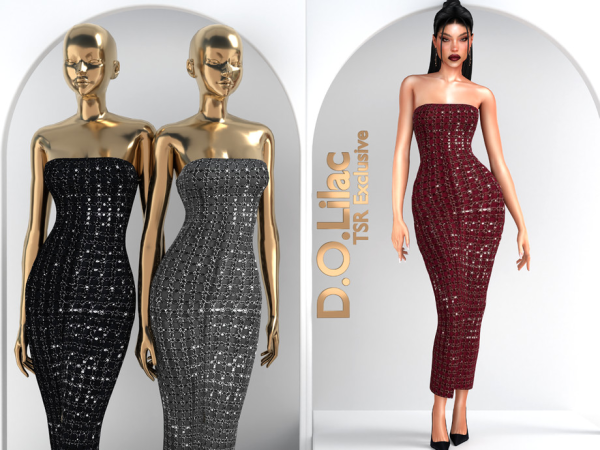 Alpha Beaded Maxi Tube Dress DO2182 - The Sims 4 Custom Content