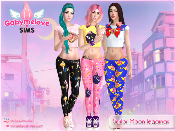 Mix Sailor Moon Leggings (Remastered) by gabymelovesims - The Sims 4 Custom Content