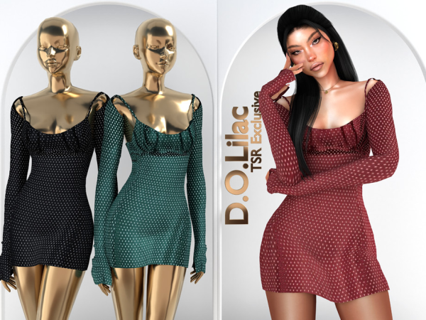 Alpha Polka Dot Pattern Mini Dress DO2181 - The Sims 4 Custom Content