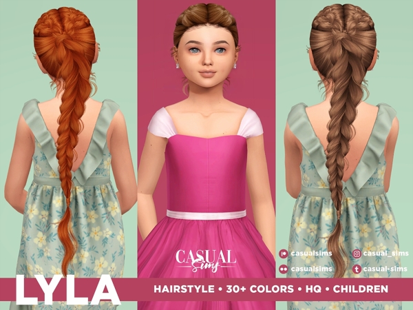 Alpha Lyla hairstyle No Bangs Children - The Sims 4 Custom Content
