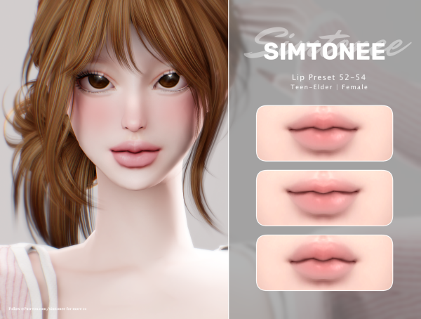 Mix Simtonee Lip Preset 52 54 by simsfinds - The Sims 4 Custom Content