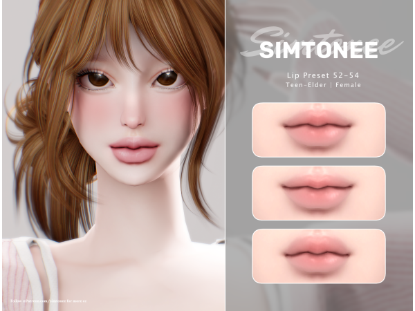 Mix Simtonee Lip Preset 52 54 - The Sims 4 Custom Content