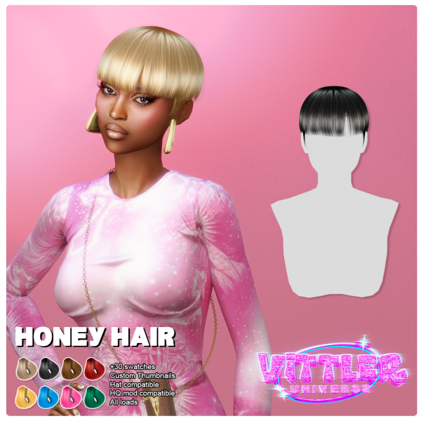 Alpha Honey 27 Piece Hair by simsfinds - The Sims 4 Custom Content