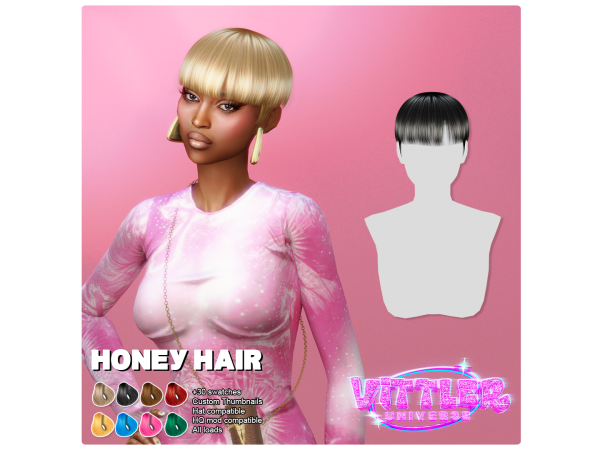 Alpha Honey 27 Piece Hair by VittlerUniverse - The Sims 4 Custom Content
