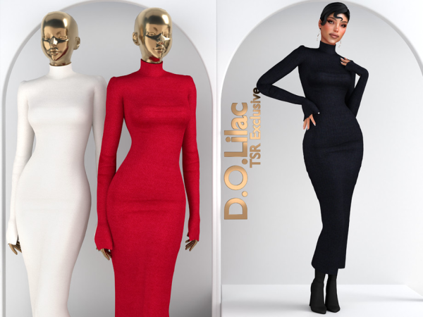 Alpha Jersey Midi Dress DO2176 - The Sims 4 Custom Content