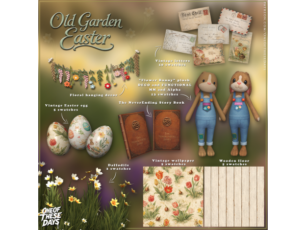Mix OOTD BuildBuy Old Garden Easter - The Sims 4 Custom Content