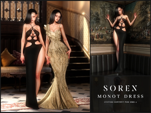 Alpha SOREN Monot Dress by VentaStudio - The Sims 4 Custom Content