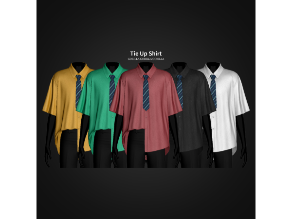 Alpha Tie Up Shirt by gorillax3 - The Sims 4 Custom Content