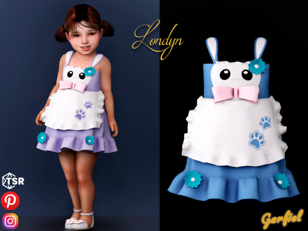 Alpha Londyn Cute dress with bunny flowers and bow by Garfiel - The Sims 4 Custom Content