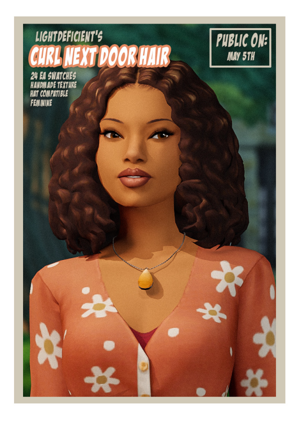 Maxis Match Curl Next Door Hair by simsfinds - The Sims 4 Custom Content