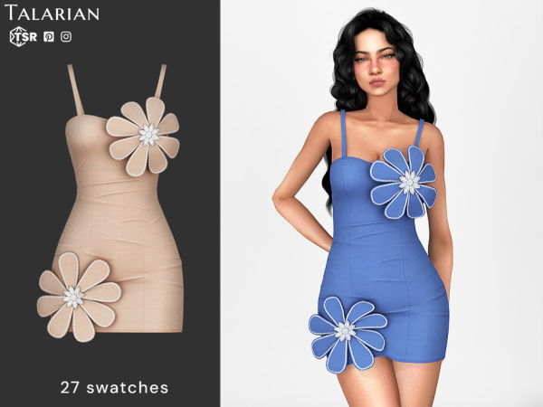Alpha Bristol Floral Applique Mini Dress by talarian - The Sims 4 Custom Content