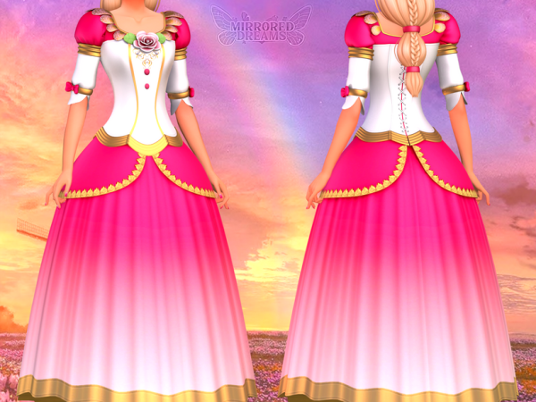 Mix Genevieve and Her Sisters' Long Dress and Short Dress Barbie and the 12 Dancing Princesses Collection by mirroreddreamscc - The Sims 4 Custom Content