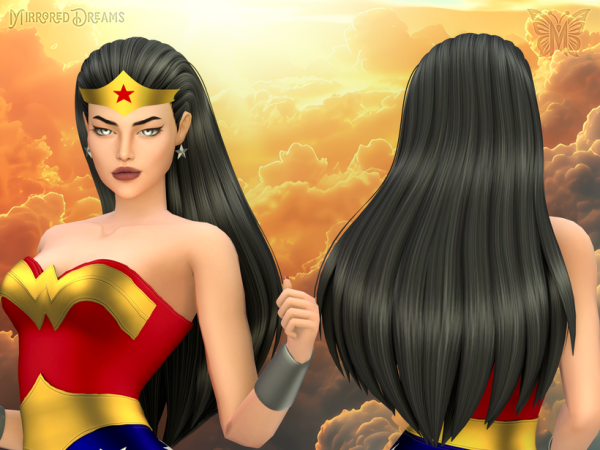 Mix Hair Mulher Maravilha Diana Prince Tiara Earring - The Sims 4 Custom Content