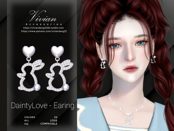 Alpha Dainty Love Earing by VivianDang - The Sims 4 Custom Content