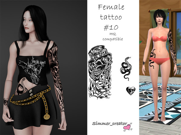 Alpha Female tattoo 10 by Simmer_creator9 - The Sims 4 Custom Content