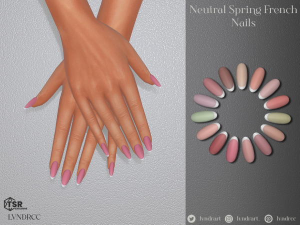 Alpha Neutral Spring French Nails - The Sims 4 Custom Content