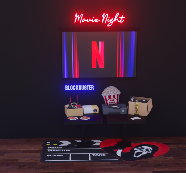 Mix Movie Night Stuff by simmerkatex - The Sims 4 Custom Content