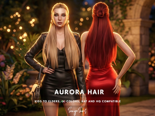Alpha Aurora Hair Pure Elegance from Children to Elders(No Bangs) - The Sims 4 Custom Content