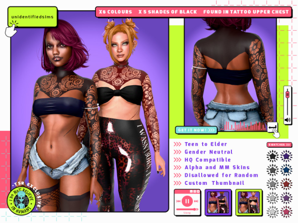 Mix Lizzy Tattoo - The Sims 4 Custom Content