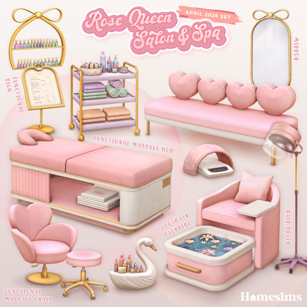 Mix Rose Queen Salon Spa by simsfinds - The Sims 4 Custom Content