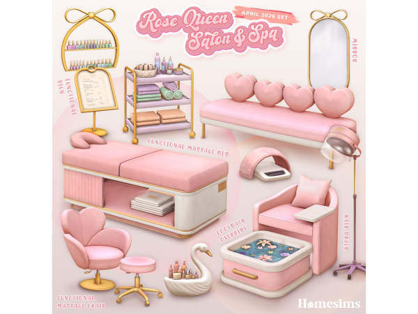 Mix Rose Queen Salon Spa by Homesims - The Sims 4 Custom Content