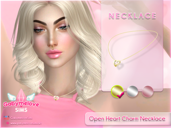 Maxis Match Open Heart Charm Necklace Valentine's Collection by gabymelovesims - The Sims 4 Custom Content