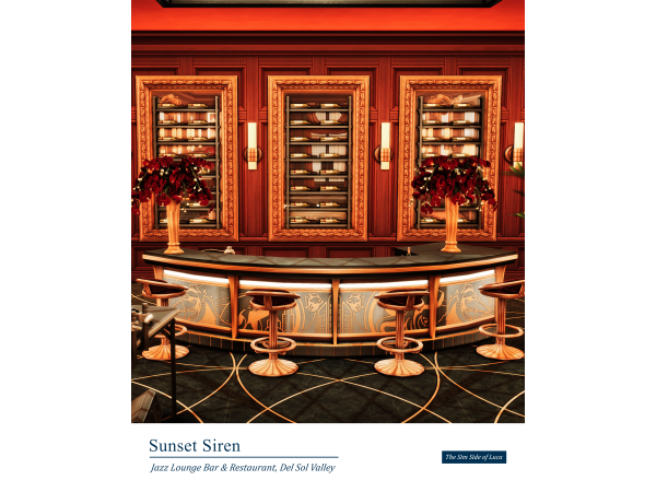 Mix Sunset Siren Jazz Lounge Bar by TheSimSideofLuca - The Sims 4 Custom Content