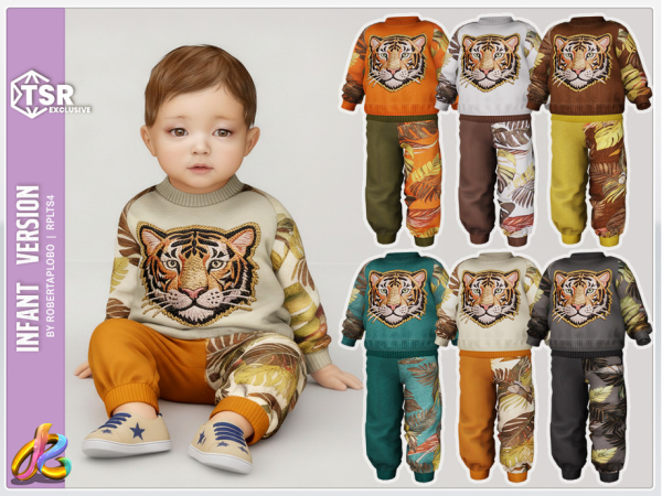 Alpha 347 Infant Boy SET Tiger Style Cozy Outfit by RobertaPLobo - The Sims 4 Custom Content