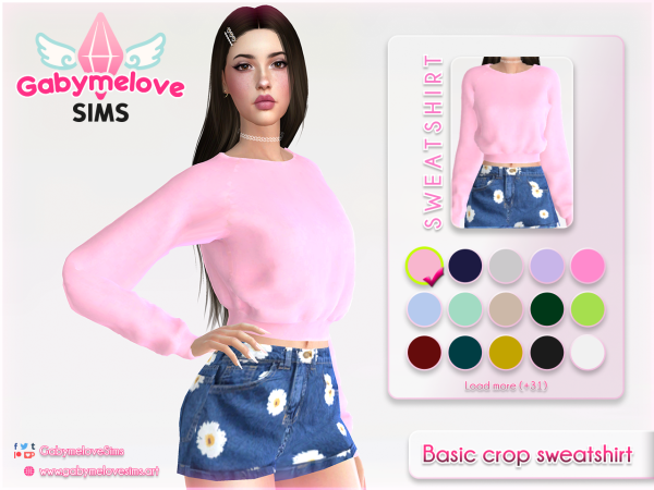 Mix Basic crop sweatshirt for women - The Sims 4 Custom Content