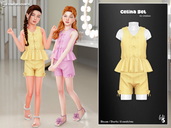 Alpha Celina Clothing Set for children by WisteriaSims - The Sims 4 Custom Content