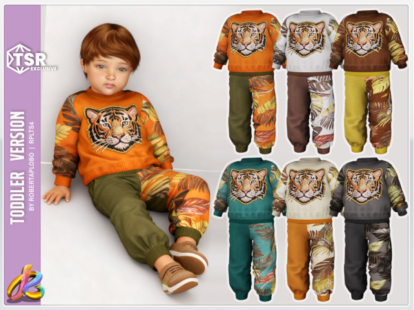 Alpha 347 Toddler Boy SET Tiger Style Cozy Outfit by RobertaPLobo - The Sims 4 Custom Content