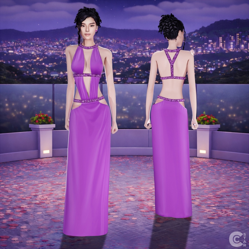 Mix Cutout Halter Gown cool_content_star by cool_content_star - The Sims 4 Custom Content