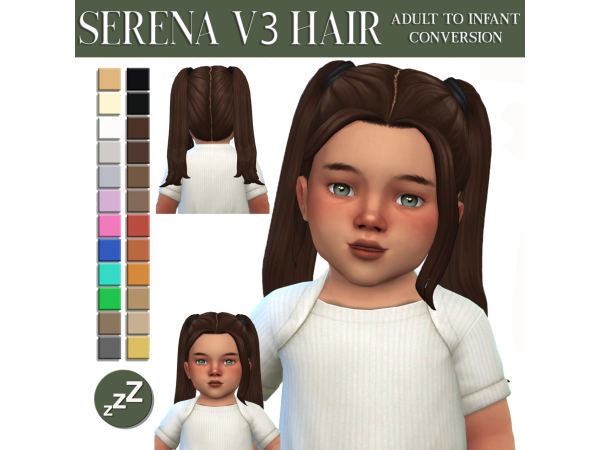 Maxis Match SERENA HAIR V3 CONVERSION by sleepyz - The Sims 4 Custom Content