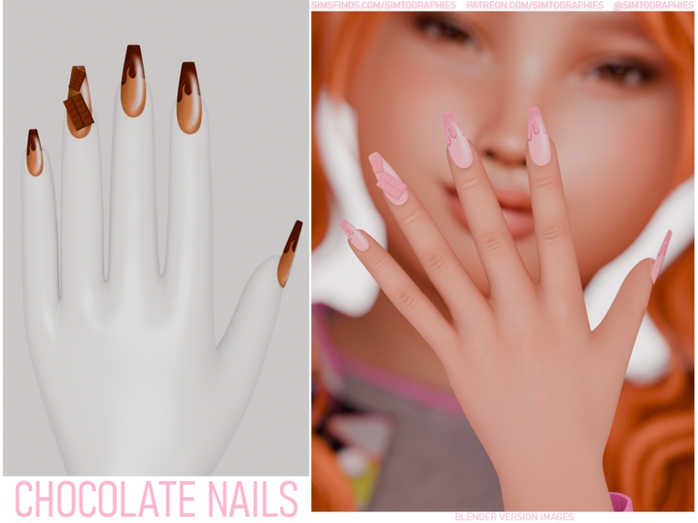 Alpha Chocolate Nails by simtographies - The Sims 4 Custom Content